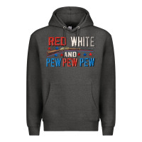 Charcoal Heather Red white and pew pew pew Premium Hoodie - CowGirlArtShop