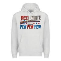 Dove Grey Red white and pew pew pew Premium Hoodie - CowGirlArtShop