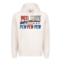 Pale Pink Red white and pew pew pew Premium Hoodie - CowGirlArtShop