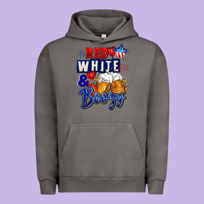 Red White And Boozy 4th Of July Urban Hoodie Designed By Cowgirlartshop
