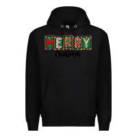 Black Merry Christmas Premium Hoodie - CowhideDigitalArt
