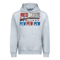 Heather Grey Red white and pew pew pew Urban Hoodie - CowGirlArtShop