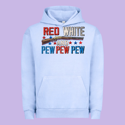 Red White And Pew Pew Pew Urban Hoodie Designed By Cowgirlartshop