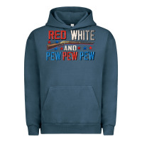Pigment Midnight Navy Red white and pew pew pew Urban Hoodie - CowGirlArtShop
