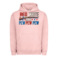 Pigment Salmon Red white and pew pew pew Urban Hoodie - CowGirlArtShop