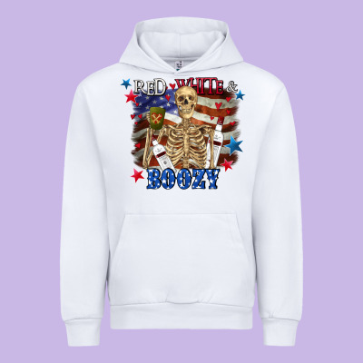 Red White Boozy 4th Of July Urban Hoodie Designed By Cowgirlartshop