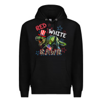 Black Red white rawr 4th of July Premium Hoodie - CowGirlArtShop