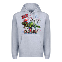 Heather Grey Red white rawr 4th of July Premium Hoodie - CowGirlArtShop