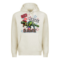 Oatmeal Heather Red white rawr 4th of July Premium Hoodie - CowGirlArtShop