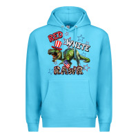 Ocean Blue Red white rawr 4th of July Premium Hoodie - CowGirlArtShop