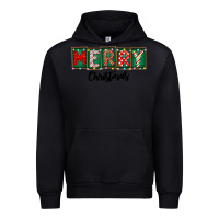 Black Merry Christmas Urban Hoodie - CowhideDigitalArt