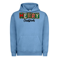 Pigment Pebble Blue Merry Christmas Urban Hoodie - CowhideDigitalArt