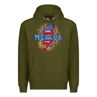 Army Green Merica lightning bolt Premium Hoodie - Neo Western