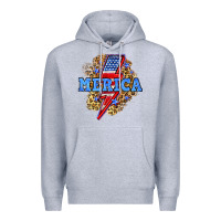 Heather Grey Merica lightning bolt Premium Hoodie - Neo Western