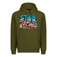 Army Green Star spangled and sassy 4th of july Premium Hoodie - CowGirlArtShop