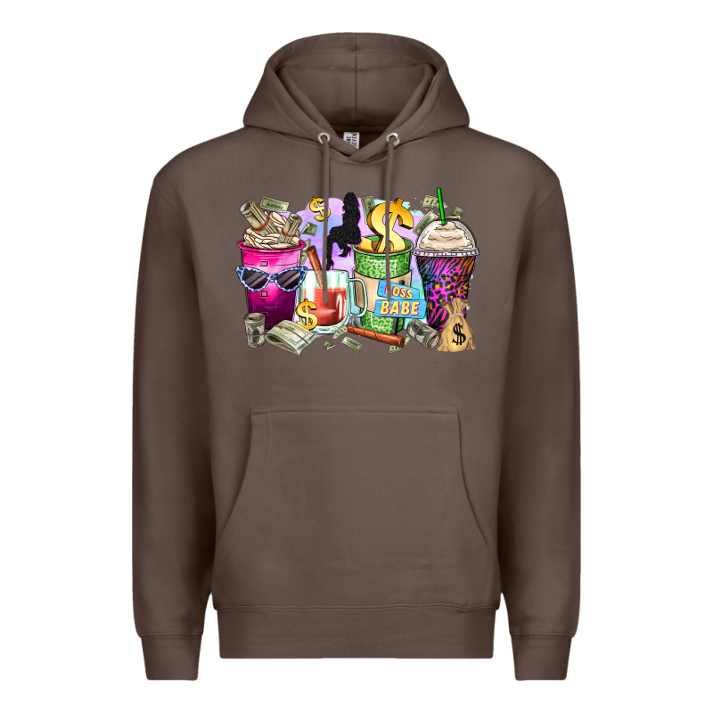 Boss Babe Coffee Cups Premium Hoodie by Zillion Design Studio | Teevron