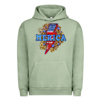 Pigment Oil Green Merica lightning bolt Urban Hoodie - Neo Western