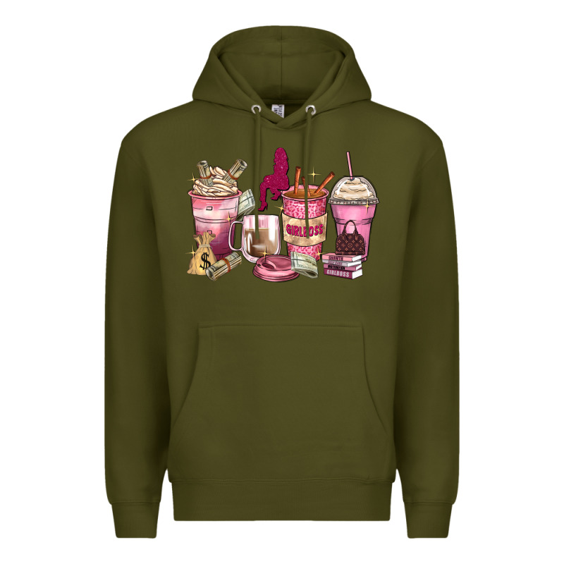 Girl Boss Coffee Cups Premium Hoodie by Zillion Design Studio | Teevron