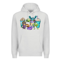 Dove Grey cartoon characters coffee cups Premium Hoodie - Zillion Design Studio