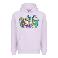 Lilac cartoon characters coffee cups Premium Hoodie - Zillion Design Studio