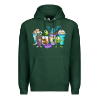 Sports Green cartoon characters coffee cups Premium Hoodie - Zillion Design Studio