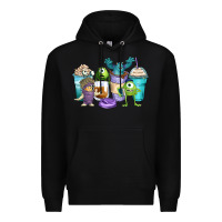 Black cartoon characters coffee cups Premium Hoodie - Zillion Design Studio