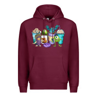 Burgundy cartoon characters coffee cups Premium Hoodie - Zillion Design Studio