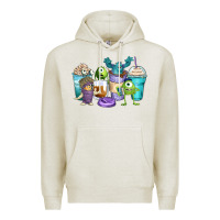 Oatmeal Heather cartoon characters coffee cups Premium Hoodie - Zillion Design Studio