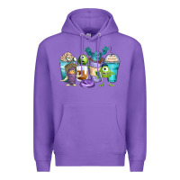 Purple cartoon characters coffee cups Premium Hoodie - Zillion Design Studio