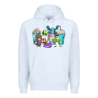 White cartoon characters coffee cups Premium Hoodie - Zillion Design Studio