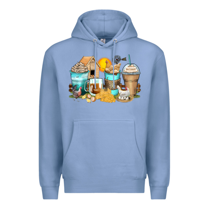 Chicken Coffee Cups Premium Hoodie by Zillion Design Studio | Teevron