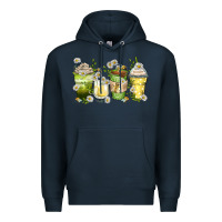 Navy daisy coffee cups Premium Hoodie - Zillion Design Studio