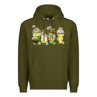 Army Green daisy coffee cups Premium Hoodie - Zillion Design Studio