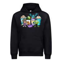 Black cartoon characters coffee cups Urban Hoodie - Zillion Design Studio