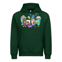 Forest Green cartoon characters coffee cups Urban Hoodie - Zillion Design Studio