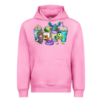 Fuchsia Pink cartoon characters coffee cups Urban Hoodie - Zillion Design Studio