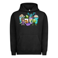 Pigment Black cartoon characters coffee cups Urban Hoodie - Zillion Design Studio