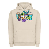 Pigment French Oak cartoon characters coffee cups Urban Hoodie - Zillion Design Studio