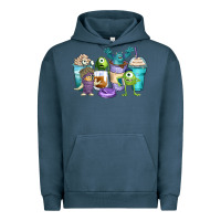 Pigment Midnight Navy cartoon characters coffee cups Urban Hoodie - Zillion Design Studio