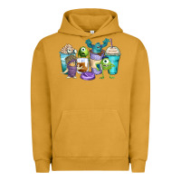 Pigment Peanut Butter cartoon characters coffee cups Urban Hoodie - Zillion Design Studio
