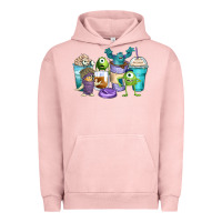Pigment Salmon cartoon characters coffee cups Urban Hoodie - Zillion Design Studio