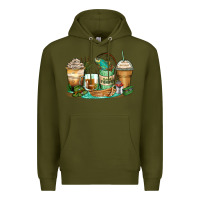 Army Green fishing coffee cups Premium Hoodie - Zillion Design Studio