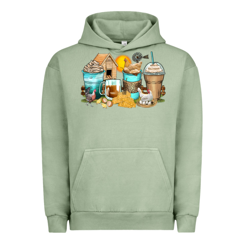 Chicken Coffee Cups Urban Hoodie by Zillion Design Studio | Teevron