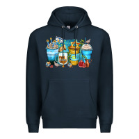 Navy hanukkah coffee cups Premium Hoodie - Zillion Design Studio