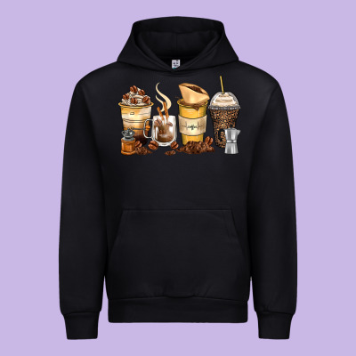 Coffee Cups Urban Hoodie Designed By Zillion Design Studio
