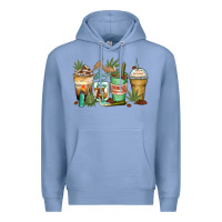 Colony Blue highly caffeinated coffee cups Premium Hoodie - Zillion Design Studio