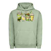 Pigment Oil Green daisy coffee cups Urban Hoodie - Zillion Design Studio