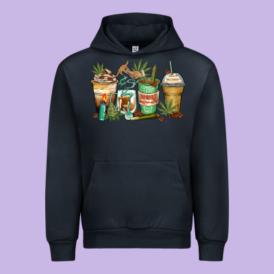 Highly Caffeinated Coffee Cups Urban Hoodie Designed By Zillion Design Studio