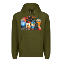 Army Green monster truck coffee cups Premium Hoodie - Zillion Design Studio