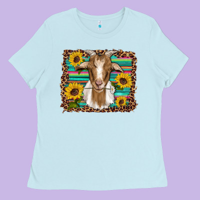 Goat Daisy Sunflowers Leopard Serape Glitter Ladies Tee Designed By Artiststas